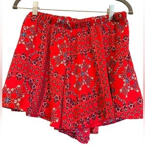 Altar'd State Red Patterned High Waist Shorts
